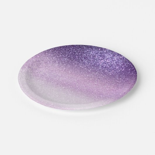Violet Lila pastel Paars Triple Glitter Ombre Papieren Bordje (Gekanteld)