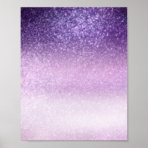Violet Lila pastel Paars Triple Glitter Ombre Poster