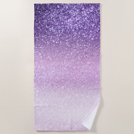 Violet Lila pastel Paars Triple Glitter Ombre Strandlaken (Voorkant)