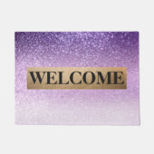 Violet Lila Pastel Paarse Triple Glitter Monogram Deurmat (Voorkant)