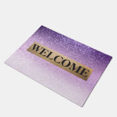 Violet Lila Pastel Paarse Triple Glitter Monogram Deurmat (Schuin)