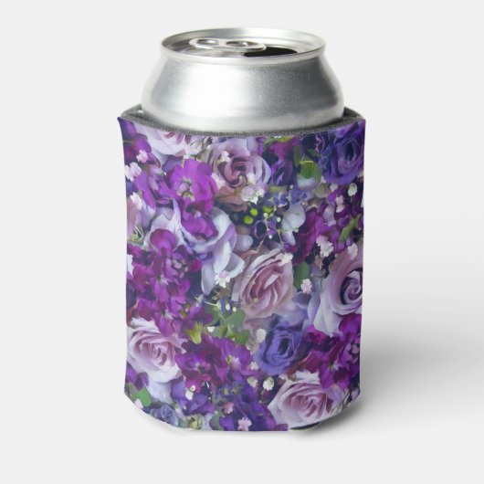 Violet Lila Roos Flowers Garden Pattern Blikjeskoeler (Blikje Achterkant)