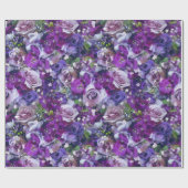 Violet Lila Roos Flowers Garden Pattern Cadeaupapier (Vlak)