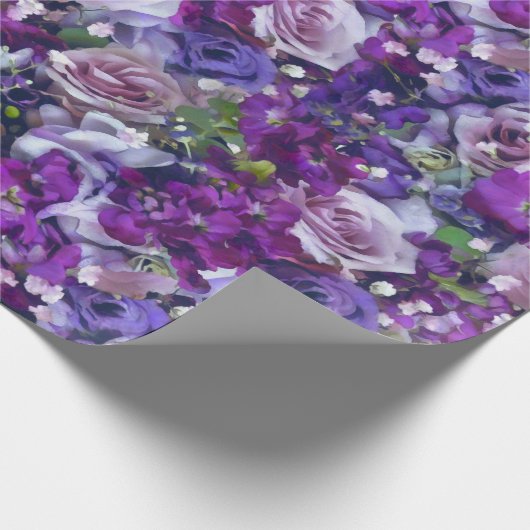 Violet Lila Roos Flowers Garden Pattern Cadeaupapier (Hoek)