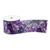 Violet Lila Roos Flowers Garden Pattern Satijnen Lint (Spoel)
