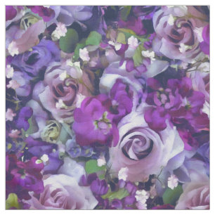 Violet Lila Roos Flowers Garden Pattern Stof