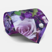 Violet Lila Roos Flowers Garden Stropdas (Opgerold)