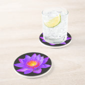 Violet Lotus Flower on Black Zandsteen Onderzetter (Zijkant)