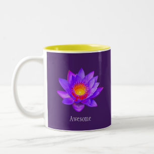 Violet Lotus Flower on Royal Paars Tweekleurige Koffiemok