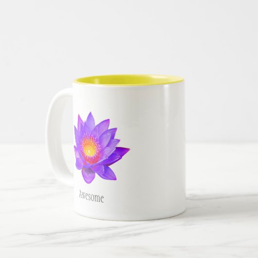 Violet Lotus Flower on White Two-Tone Coffee Mok (Voorkant links)