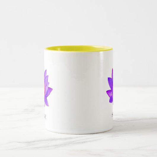 Violet Lotus Flower on White Two-Tone Coffee Mok (Center)