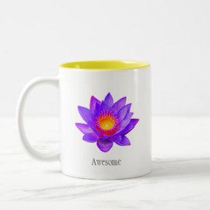 Violet Lotus Flower on White Two-Tone Coffee Mok