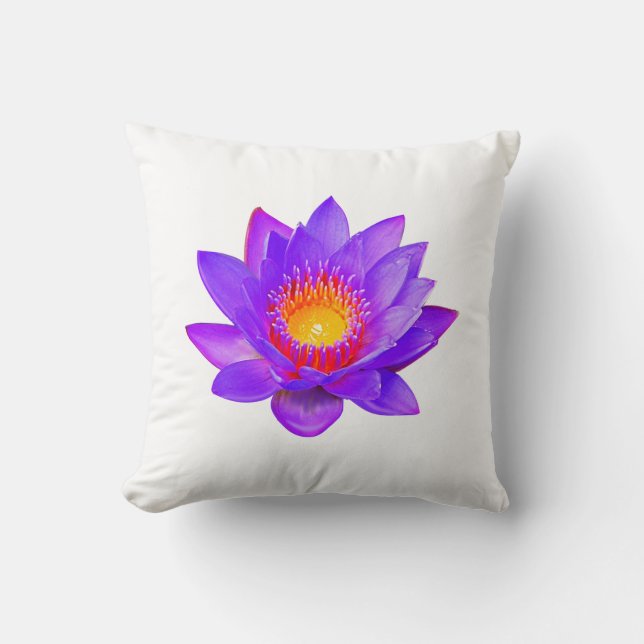 Violet Lotus Flower op White Sierkussen (Voorkant)