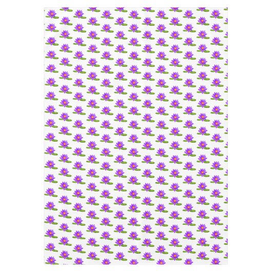 Violet Lotus Flowers & Lily Pad op White Tafelkleed (Voorkant)