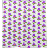 Violet Lotus Flowers & Lily Pads op White Douchegordijn (Voorkant)