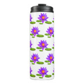 Violet Lotus Flowers & Lily Pads op White Thermosbeker (Voorkant)
