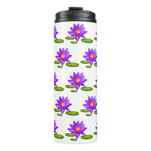 Violet Lotus Flowers & Lily Pads op White Thermosbeker (Voorkant)