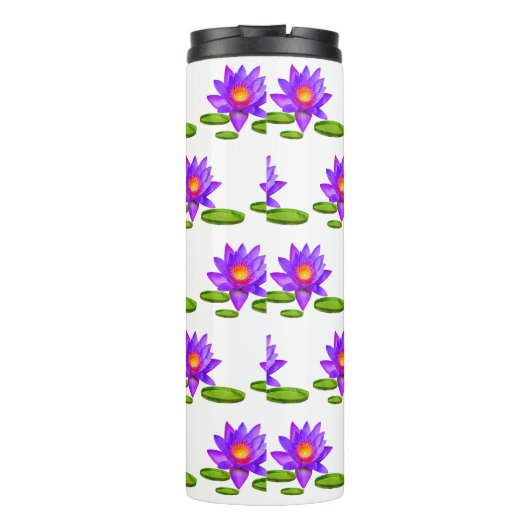 Violet Lotus Flowers & Lily Pads op White Thermosbeker (Achterkant)