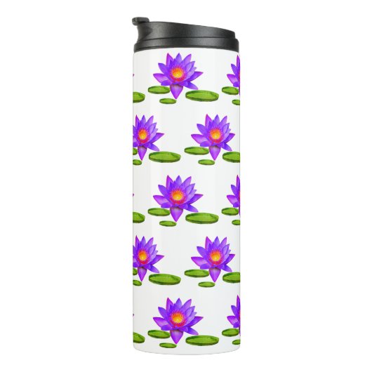 Violet Lotus Flowers & Lily Pads op White Thermosbeker (Geroteerd rechts)