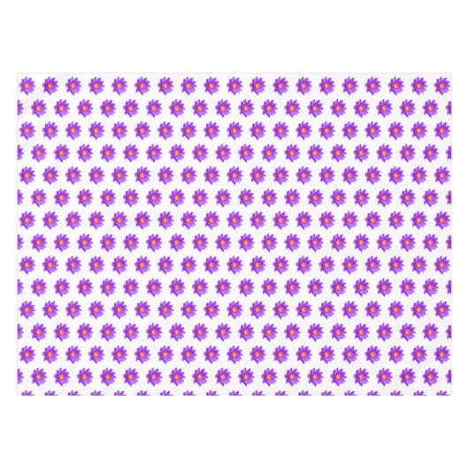Violet Lotus Flowers op White Tablecloth Tafelkleed (Voorkant (Horizontaal))