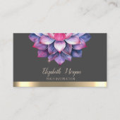 Violet Lotus Gold Stripe Yoga Instructeur Visitekaartje (Voorkant)