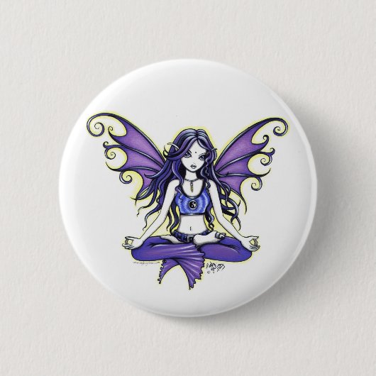 "Violet Lotus" Yoga Chic Pinback Button (Voorkant)