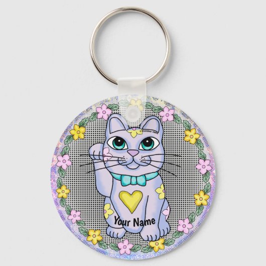 Violet Lucky Cat sleutelhanger (Voorkant)