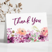 Violet Magenta Bloemen Bruiloft Bedankkaart