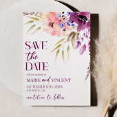 Violet magenta bloemenbloem bruiloft bewaar de dat kaart