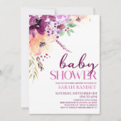 Violet Magenta Herfst Bloemen Baby shower Kaart (Voorkant)