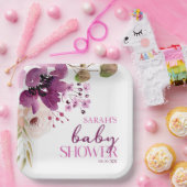 Violet Magenta Paarse Bloemen Baby shower Papieren Bordje (Feest)