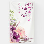 Violet Magenta Paarse Bloemen Baby shower Spandoek (Verticaal)