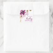 Violet Magenta Paarse Bloemen Baby shower Vierkante Sticker (Tas)