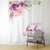 Violet Magenta Paarse Bloemen Baby shower Wandkleed (In situ)