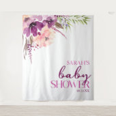 Violet Magenta Paarse Bloemen Baby shower Wandkleed (Voorkant)