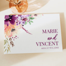 Violet Magenta Paarse Bloemen Bruiloft Gastenboek