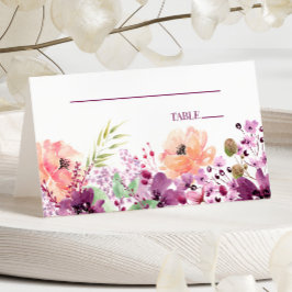Violet Magenta Paarse Bloemen Bruiloft Plaatskaartje