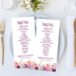 Violet Magenta Paarse Bloemen Trouwvoedsel Menu<br><div class="desc">Dit is een Violet Magenta Paarse Bloemen Bruiloft Voedsel Menu.</div>