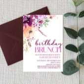 Violet Magenta Paarse Bloemen Verjaardagsbrunch Kaart
