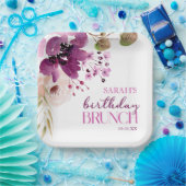 Violet Magenta Paarse Bloemen Verjaardagsbrunch Papieren Bordje (Feest)