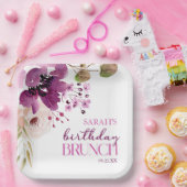 Violet Magenta Paarse Bloemen Verjaardagsbrunch Papieren Bordje (Feest)