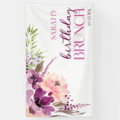 Violet Magenta Paarse Bloemen Verjaardagsbrunch Spandoek (Verticaal)