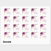 Violet Magenta Paarse Bloemen Verjaardagsbrunch Vierkante Sticker (Vel)
