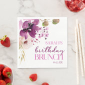 Violet Magenta Paarse Bloemen Verjaardagsfeest Bru Servet (Insitu)