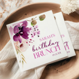 Violet Magenta Paarse Bloemen Verjaardagsfeest Bru Servet