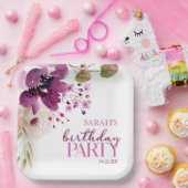 Violet Magenta Paarse Bloemen Verjaardagsfeest Papieren Bordje (Feest)