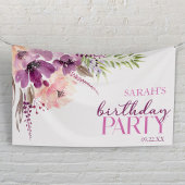 Violet Magenta Paarse Bloemen Verjaardagsfeest Spandoek