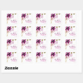 Violet Magenta Paarse Bloemen Verjaardagsfeest Vierkante Sticker (Vel)
