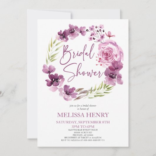 Violet Magenta Paarse Bloemen Vrijgezellenfeest Kaart (Voorkant)