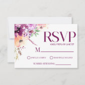Violet magenta Paarse elegante bruiloft RSVP Kaartje (Voorkant)